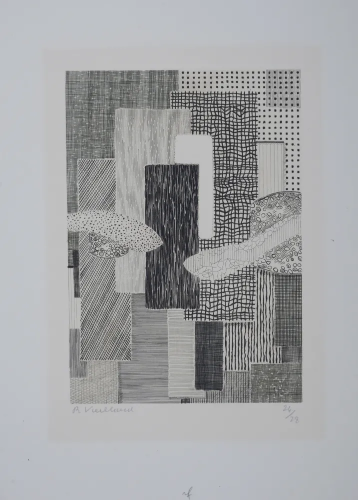 Gravure Vieillard - Ville Ripuaire, 1962 - Hand-signed