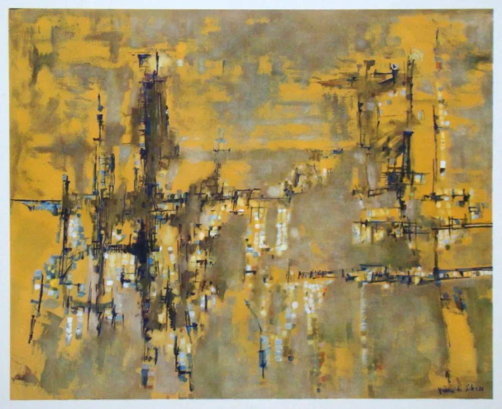 Heliogravure Vieira Da Silva - Ville dorée - 1956