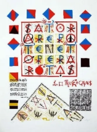 Zeefdruk Villeglé - Carré magique