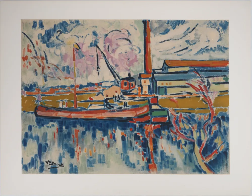 Lithografie Vlaminck - La Seine vers Chatou