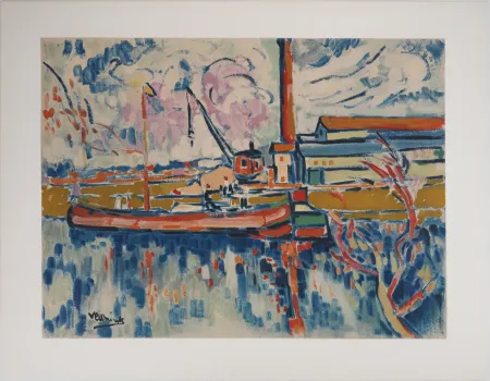 Lithografie Vlaminck - La Seine vers Chatou