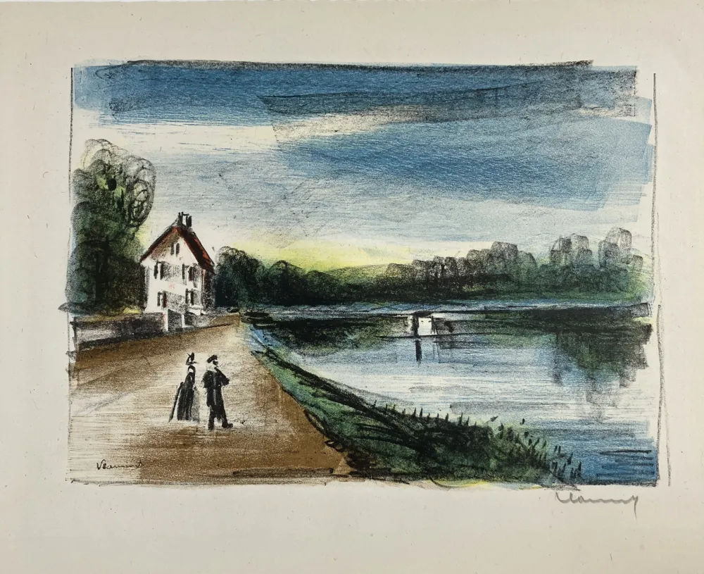 Lithografie Vlaminck - Le Pont De L'oise à Mery, 1926