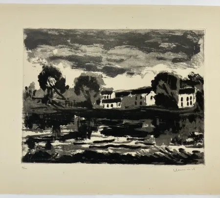 Aquatint Vlaminck - L'Oise à Cergy, 1924