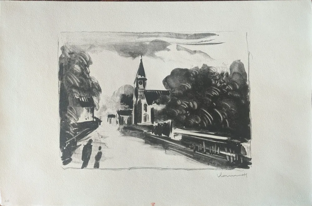 Lithografie Vlaminck - Marine, l'église
