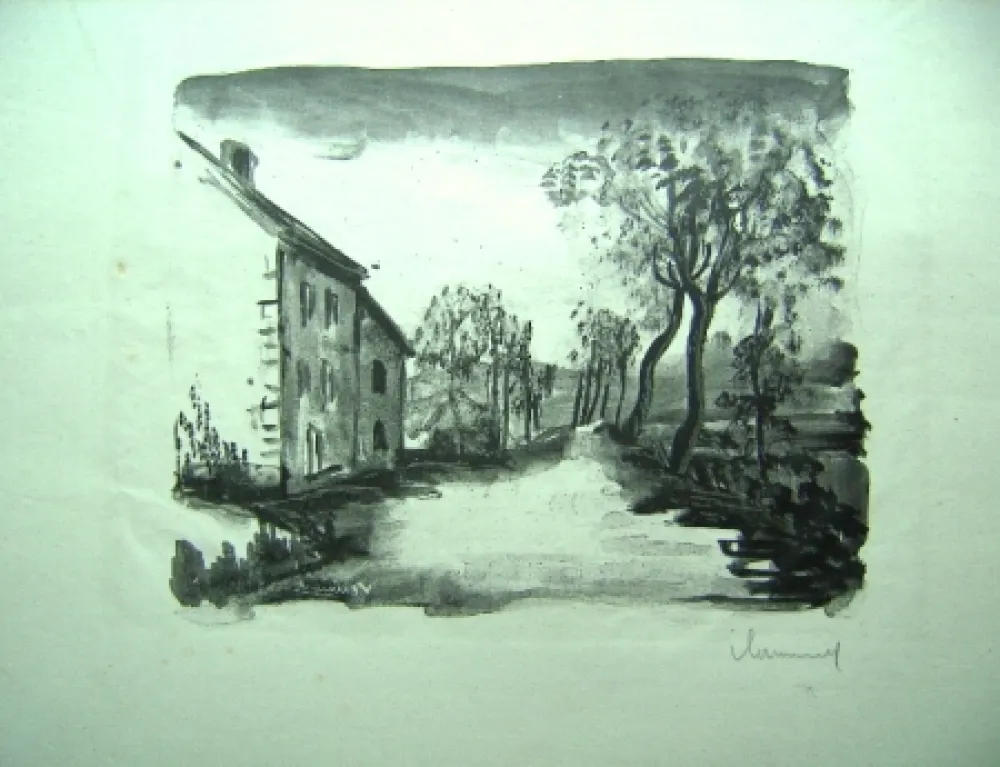 Lithografie Vlaminck - Nelle-la-Vallee, le chemin aux Bords de Sausseron