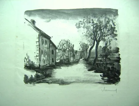 Lithografie Vlaminck - Nelle-la-Vallee, le chemin aux Bords de Sausseron