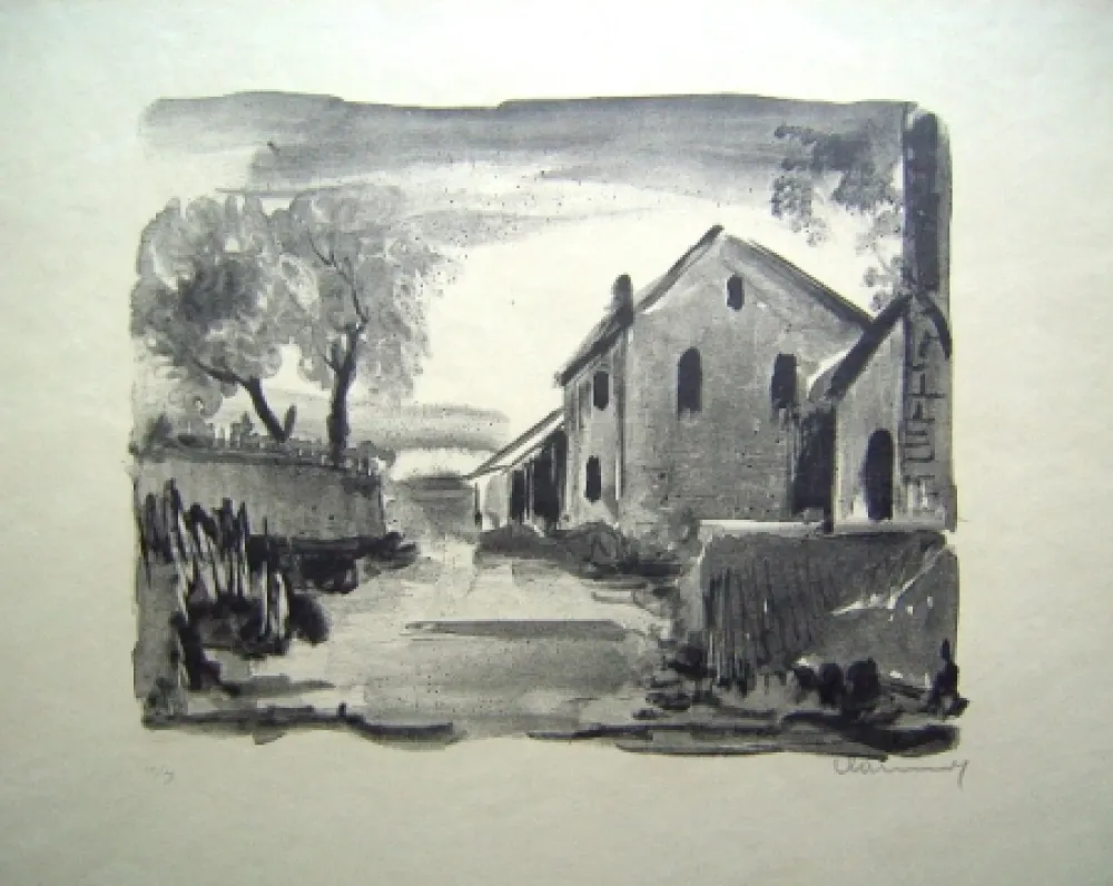 Lithografie Vlaminck - Nelle-la-Vallee. Maisons rustiques
