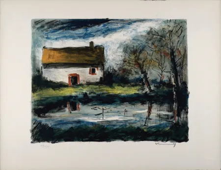 Lithografie Vlaminck - Paysage, c. 1955 -  Hand-signed!