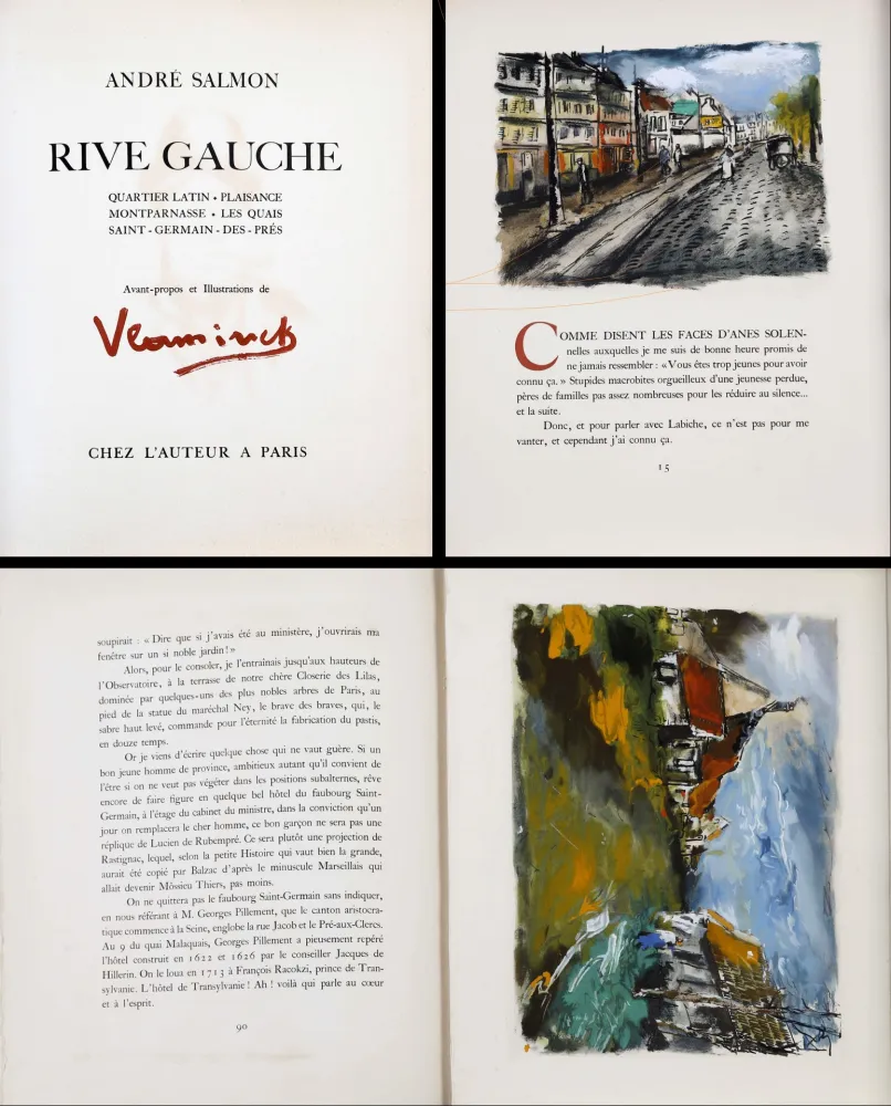 Geïllustreerd Boek Vlaminck - RIVE GAUCHE. 15 compositions gravées et coloriées (1951)