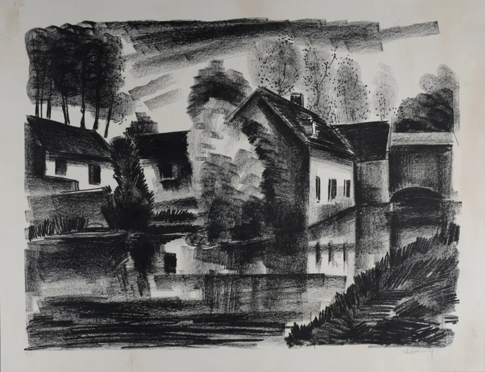 Lithografie Vlaminck - Village, c. 1920s - Hand-signed!