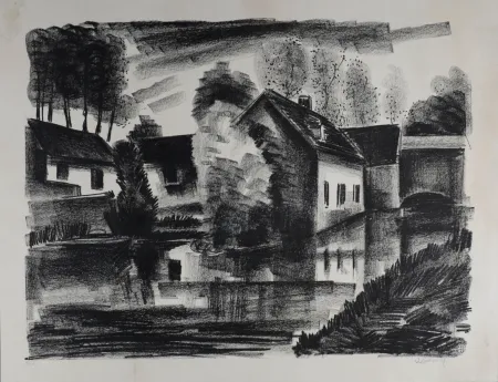 Lithografie Vlaminck - Village, c. 1920s - Hand-signed!