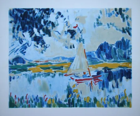 Lithografie Vlaminck - Voile sur un lac