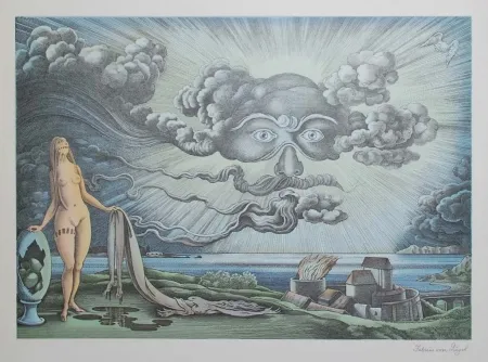 Lithografie Von Gugel - Das Wolkengesicht
