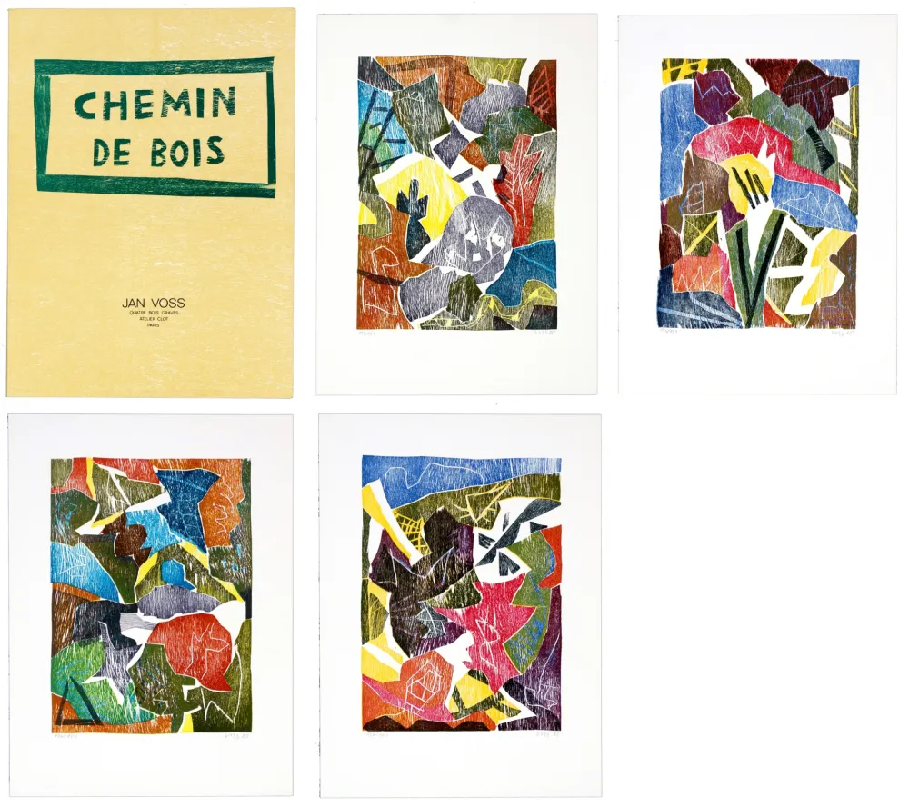 Houtsnede Voss - Chemin de bois (la série de 4)