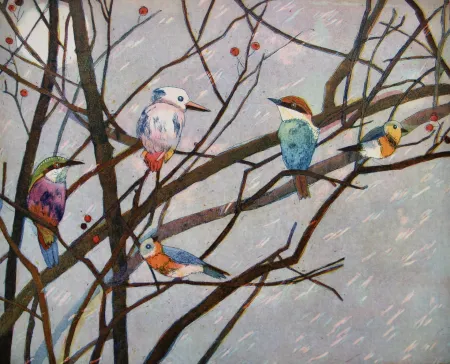 Aquatint Votteler - Im Regenbaum