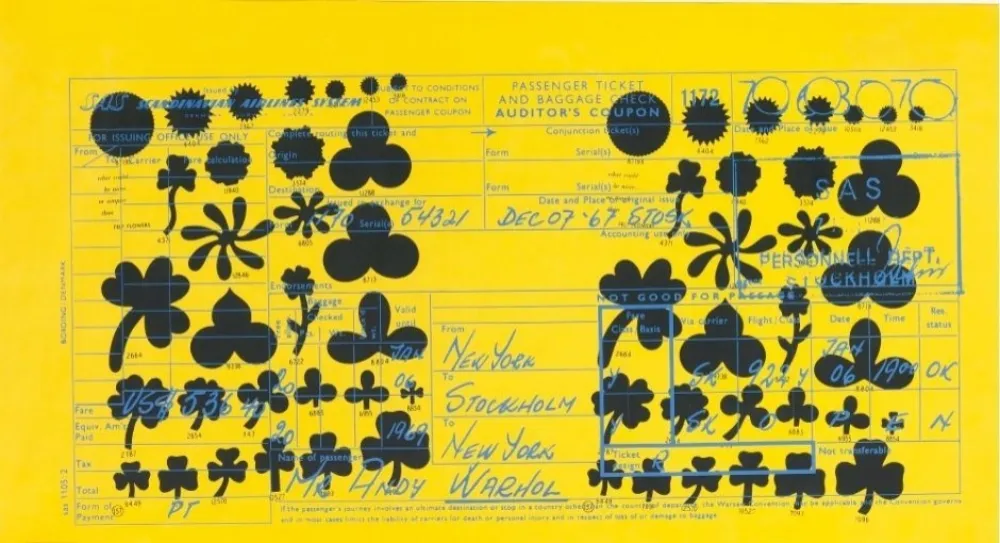 Zeefdruk Warhol - After Andy Warhol SAS Passenger Ticket (Feldman & Schellmann II.20)