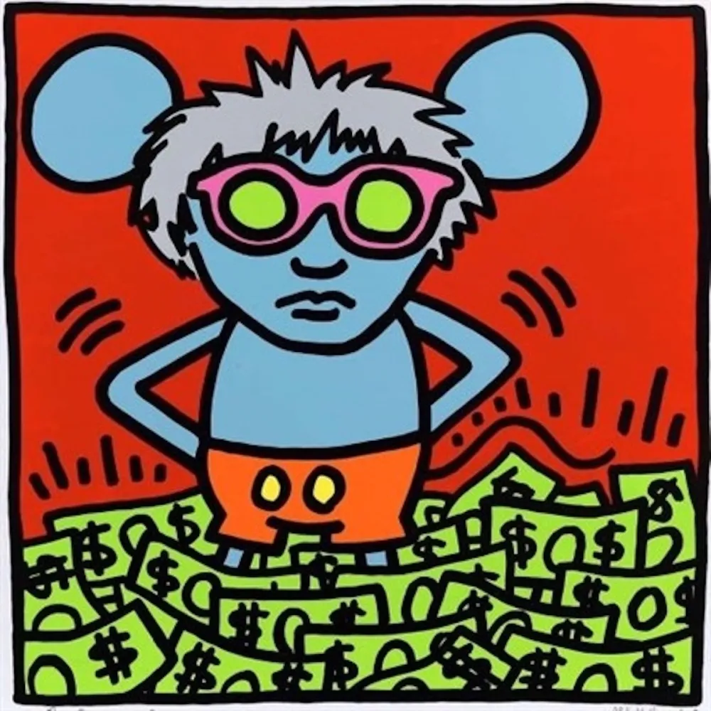 Zeefdruk Warhol -  Andy Mouse (Dollar Bills)