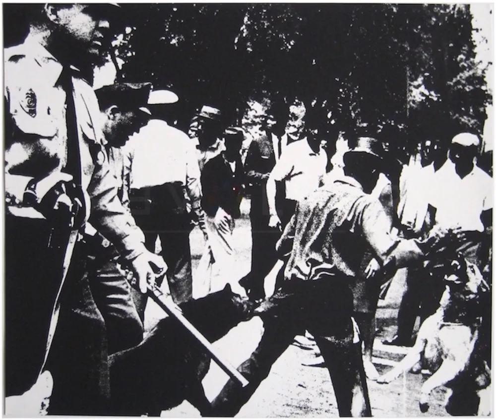 Zeefdruk Warhol - Birmingham Race Riot 
