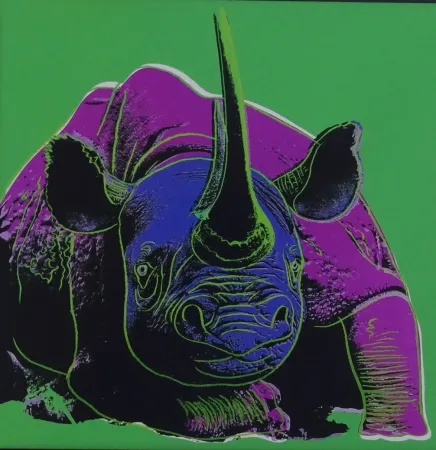 Zeefdruk Warhol - Black rhinoceros
