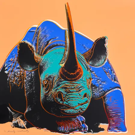 Zeefdruk Warhol - Black Rhinoceros
