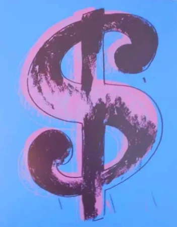 Zeefdruk Warhol - Blue Dollar