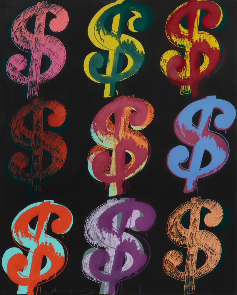 Zeefdruk Warhol -  Dollar Sign (9)