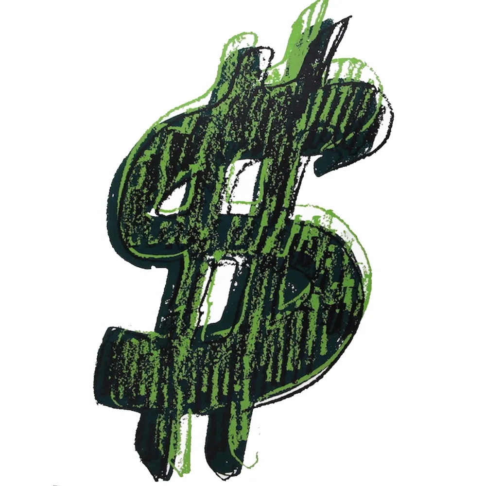 Zeefdruk Warhol - Dollar Sign, Green (FS II.278)