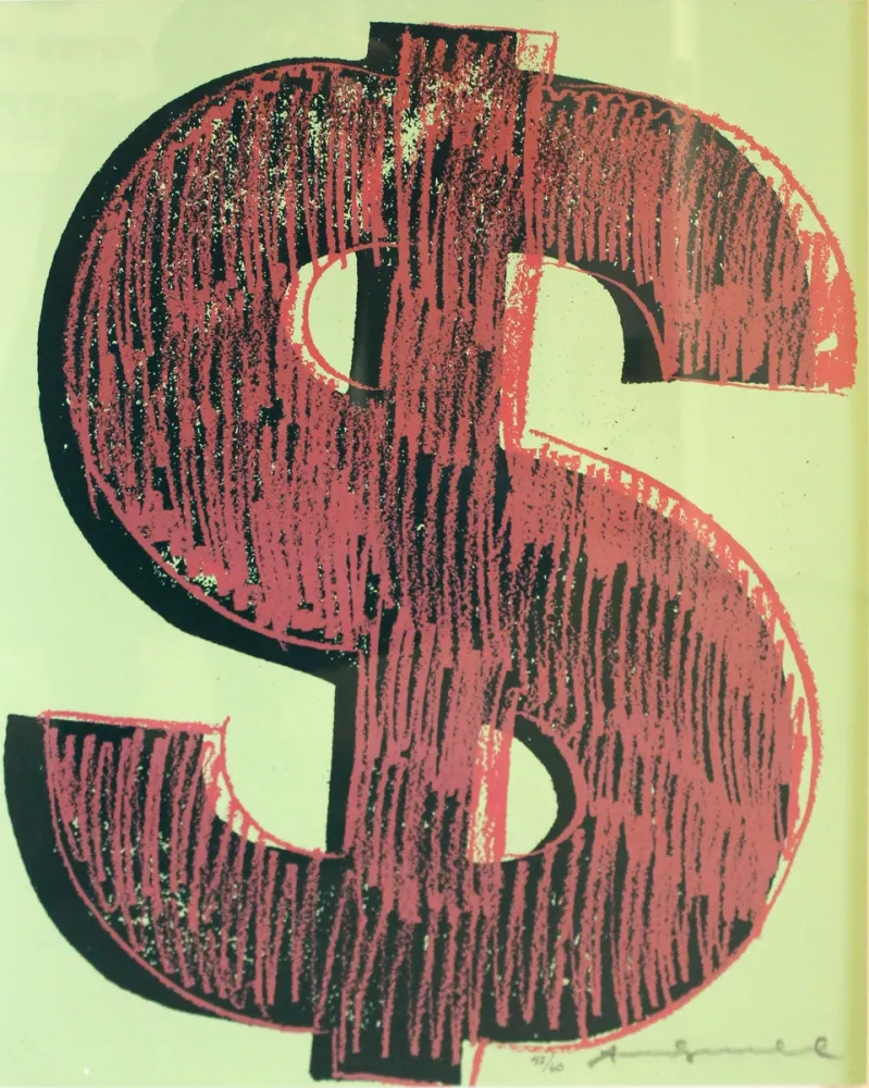 Zeefdruk Warhol - Dollar Sign, Red (FS II.274)