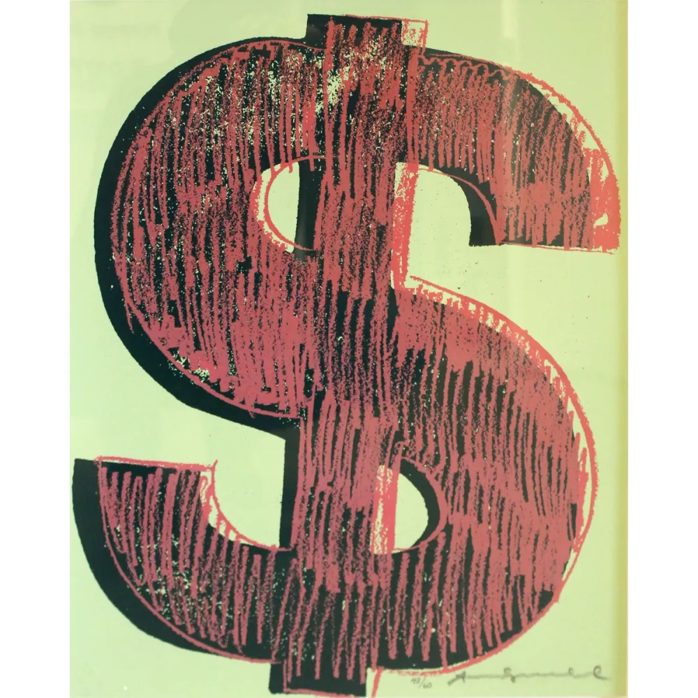 Zeefdruk Warhol - Dollar Sign, Red (FS II.274)