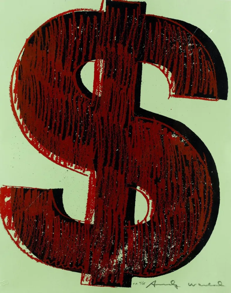 Zeefdruk Warhol - Dollar Sign, Red (FS II.274)