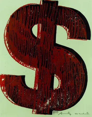 Zeefdruk Warhol - Dollar Sign, Red (FS II.274)
