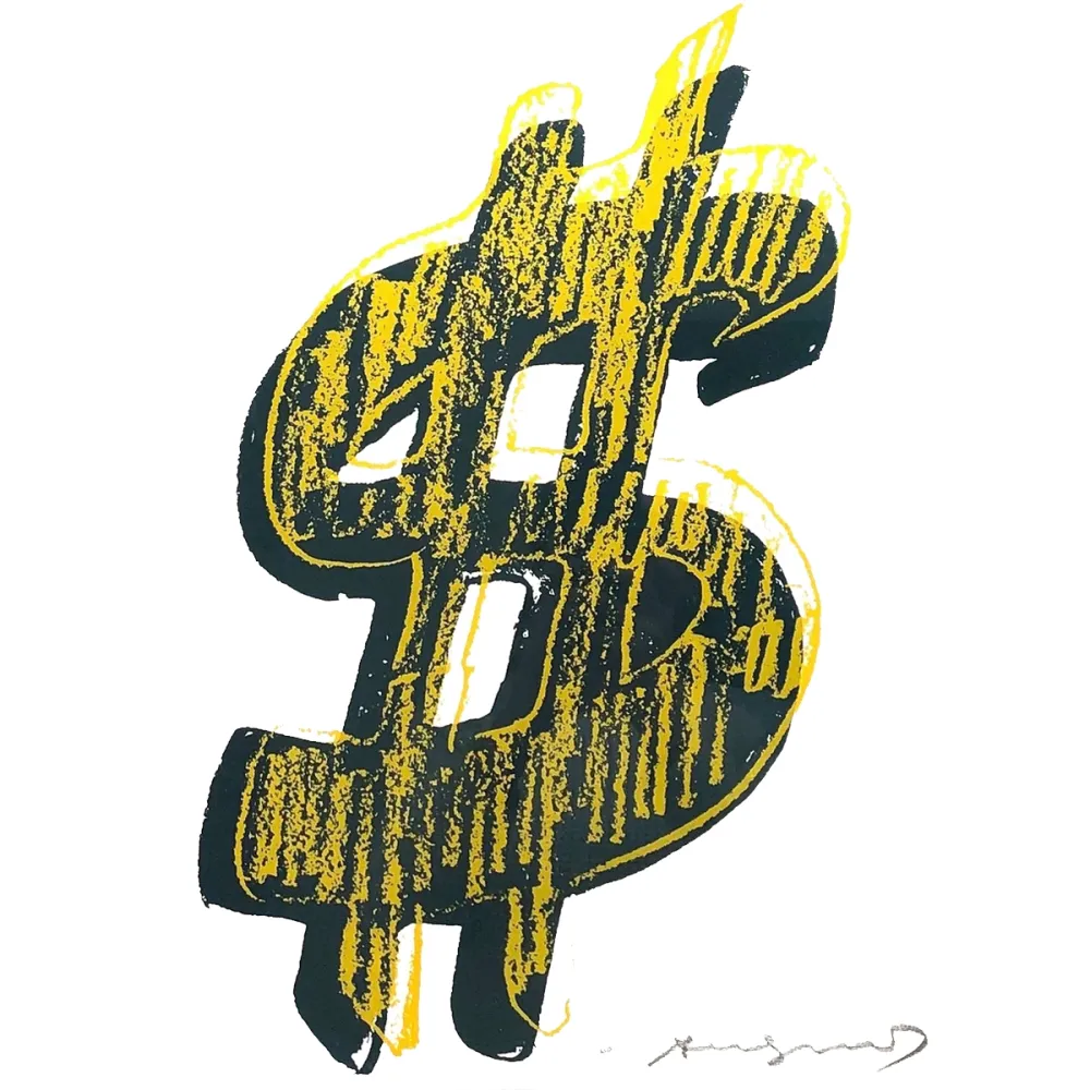 Zeefdruk Warhol - Dollar Sign, Yellow (FS II.278)