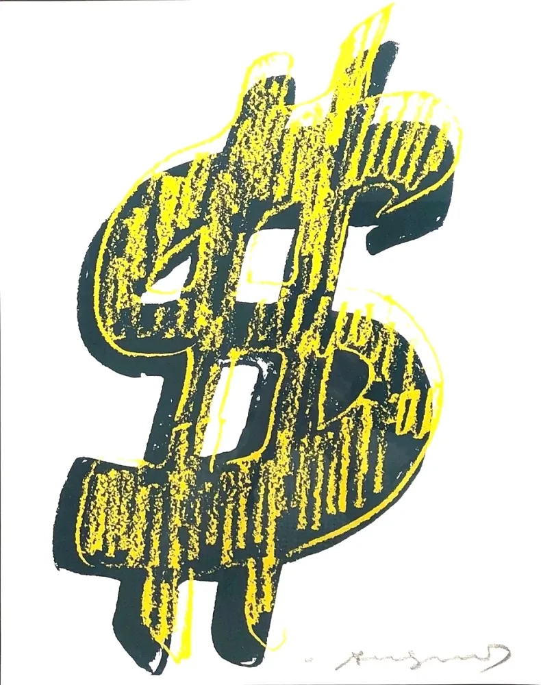 Zeefdruk Warhol - Dollar Sign, Yellow (FS II.278)