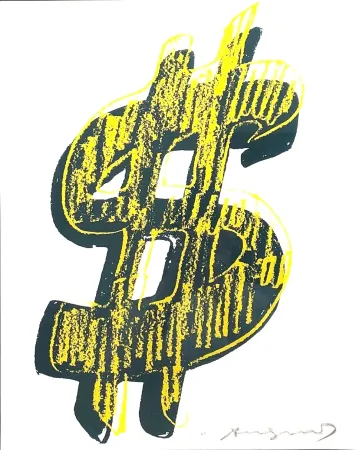 Zeefdruk Warhol - Dollar Sign, Yellow (FS II.278)