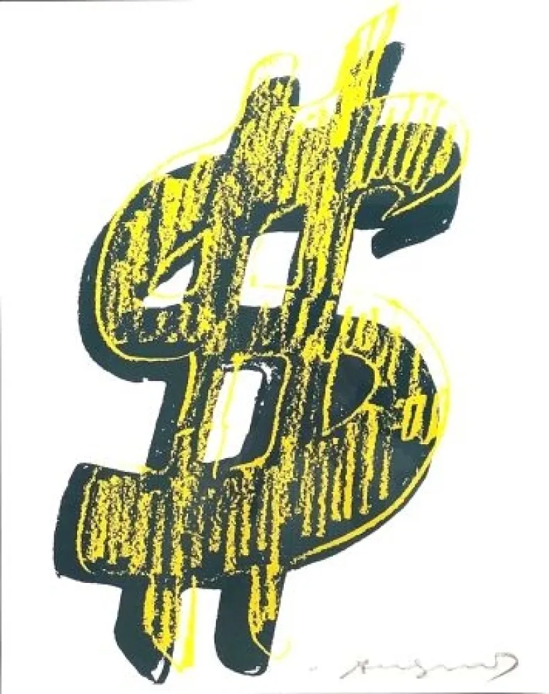 Zeefdruk Warhol - Dollar Sign, Yellow (FS II.278)