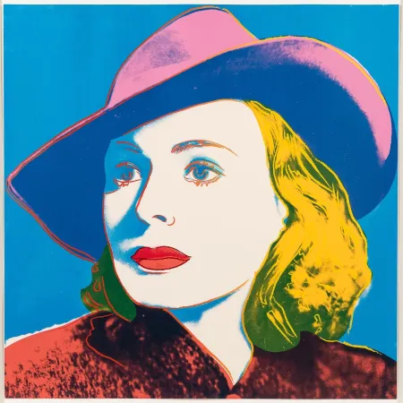 Zeefdruk Warhol - Ingrid Bergman with hat