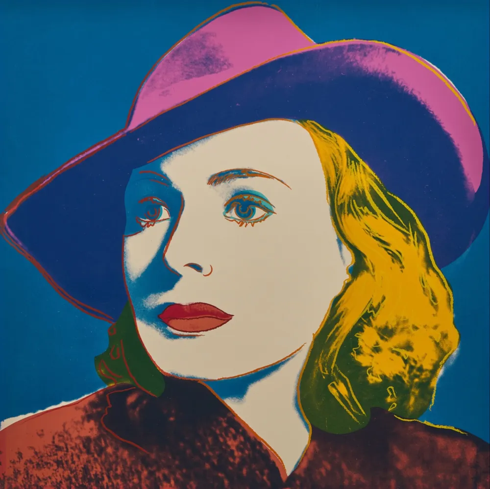 Zeefdruk Warhol - Ingrid Bergman with Hat