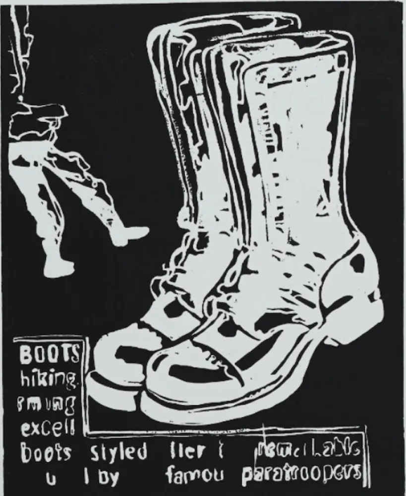 Zeefdruk Warhol - Paratrooper Boots Negative