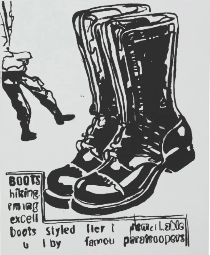 Zeefdruk Warhol - Paratrooper Boots Positive