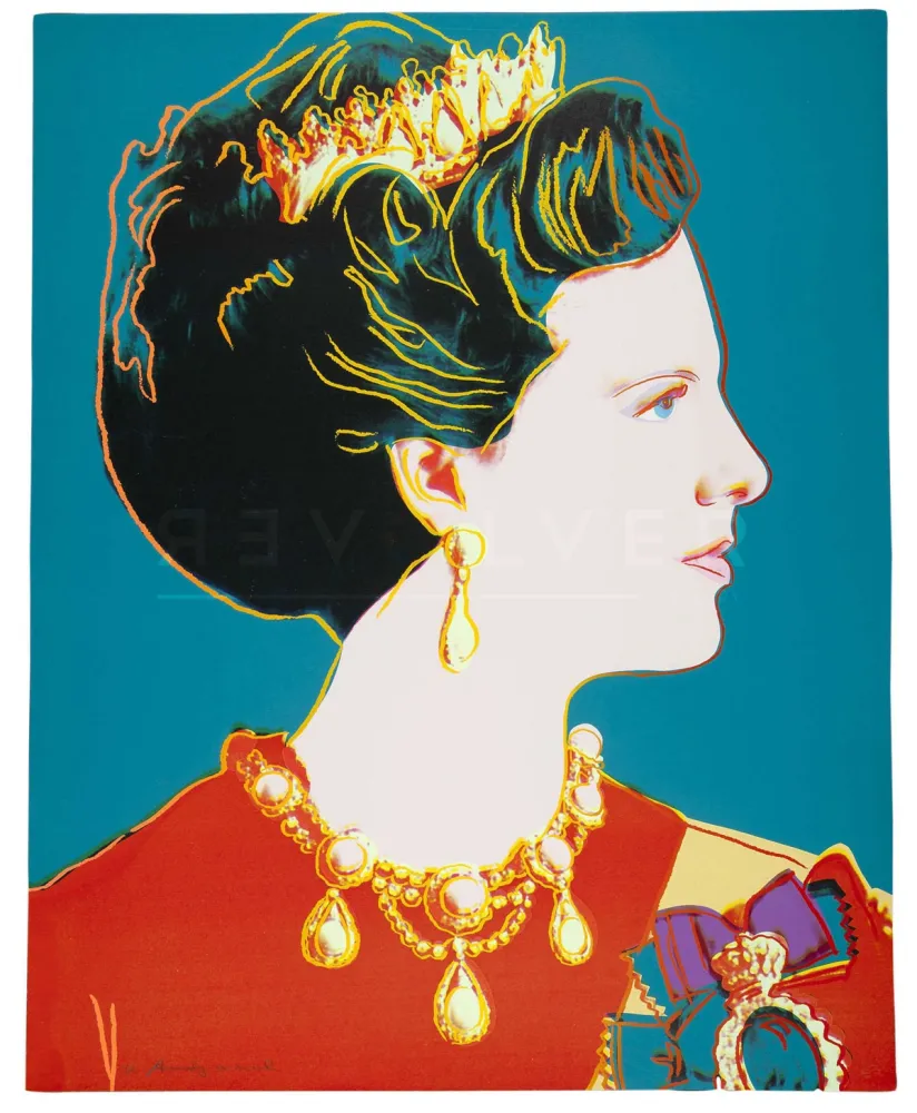 Zeefdruk Warhol - Queen Margrethe II of Denmark 343 by Andy Warhol