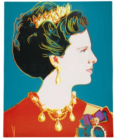 Zeefdruk Warhol - Queen Margrethe II of Denmark 343 by Andy Warhol