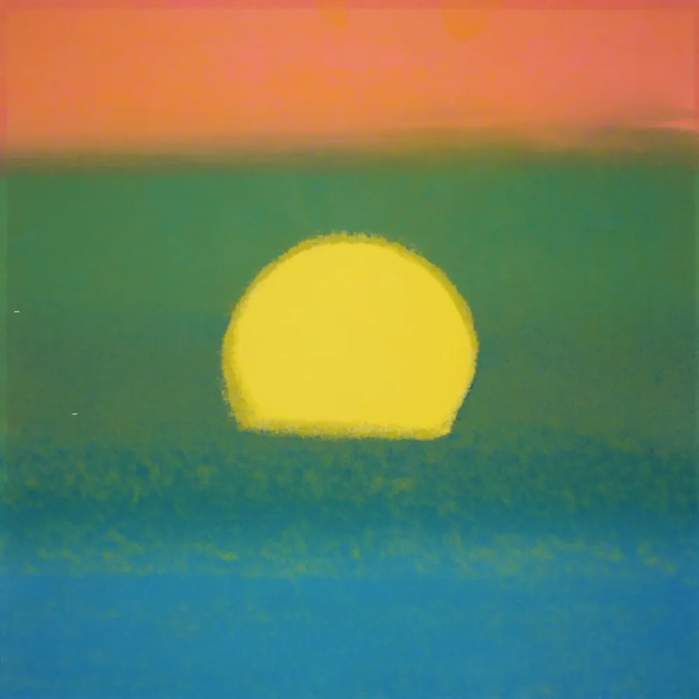 Zeefdruk Warhol - Sunset (Unique) (Blue/Green/Orange/Yellow)