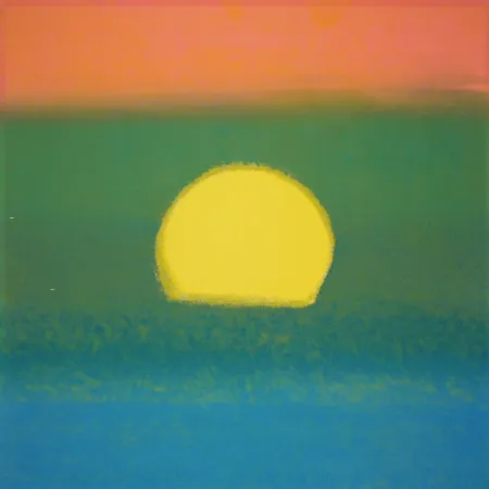 Zeefdruk Warhol - Sunset (Unique) (Blue/Green/Orange/Yellow)