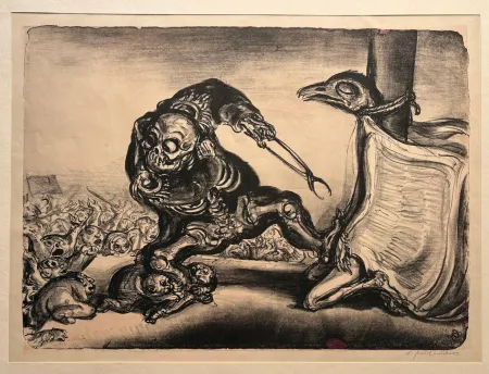 Lithografie Weber - Der Zungerzieher (oder Die Leserrevolte)