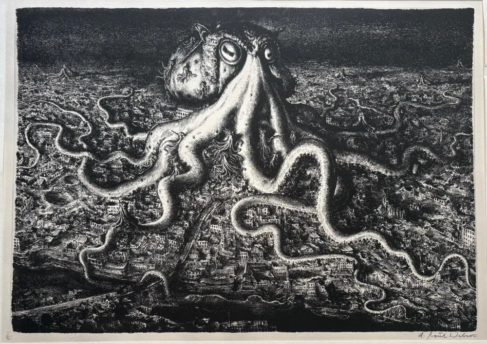Lithografie Weber - Die große Lähmung / The Great Paralysis
