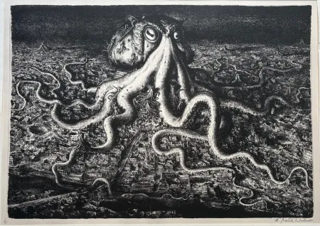 Lithografie Weber - Die große Lähmung / The Great Paralysis