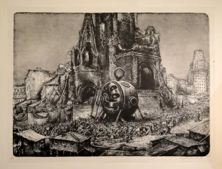 Lithografie Weber - Die Prozession
