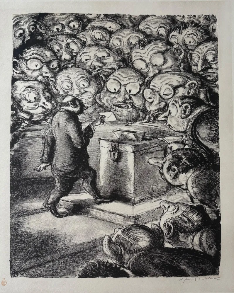 Lithografie Weber -  Die Stimme des Gewissens