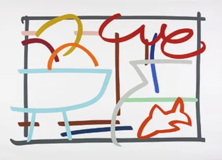 Zeefdruk Wesselmann - Fast sketch Still life with fruit & goldfish