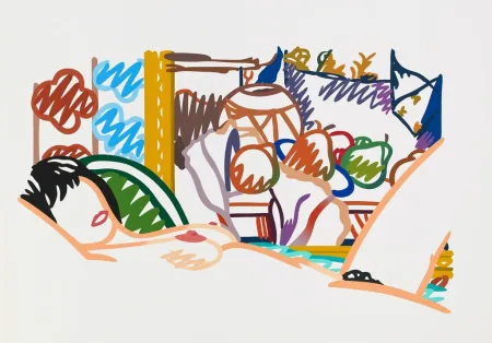 Zeefdruk Wesselmann - Monica Nude with Cezanne 